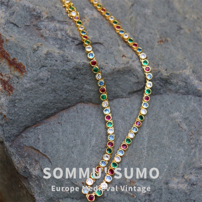 Chic Retrovibe Retro Color Full Diamond Necklace