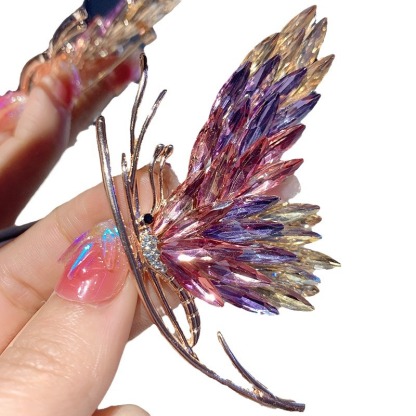 Chic RetroVibe Super Flash Heavy Industry Crystal Butterfly Brooch