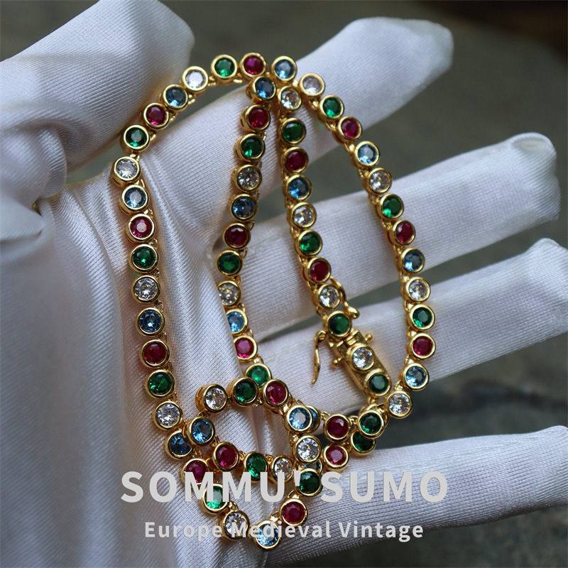 Chic Retrovibe Retro Color Full Diamond Necklace