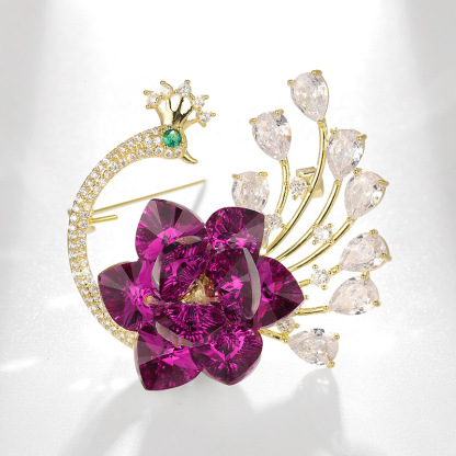 Chic RetroVibe Super Shiny Crystal Peacock Corsage