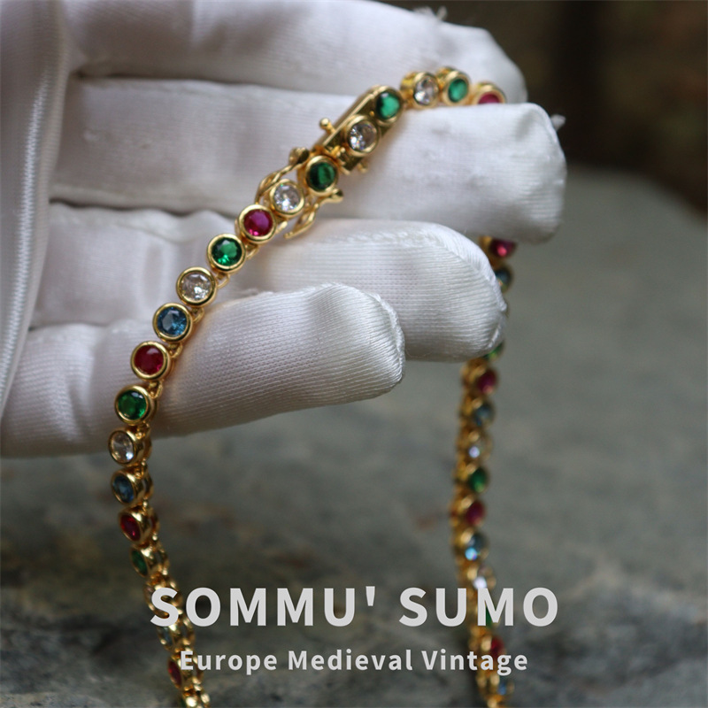 Chic Retrovibe Retro Color Full Diamond Necklace