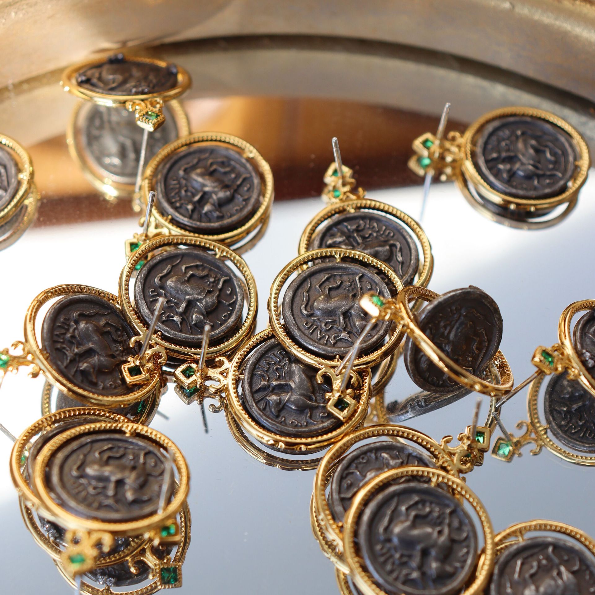 Chic RetroVibe Lucky God Rotatable Embossed Antique Coin Earrings