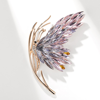 Chic RetroVibe Super Flash Heavy Industry Crystal Butterfly Brooch