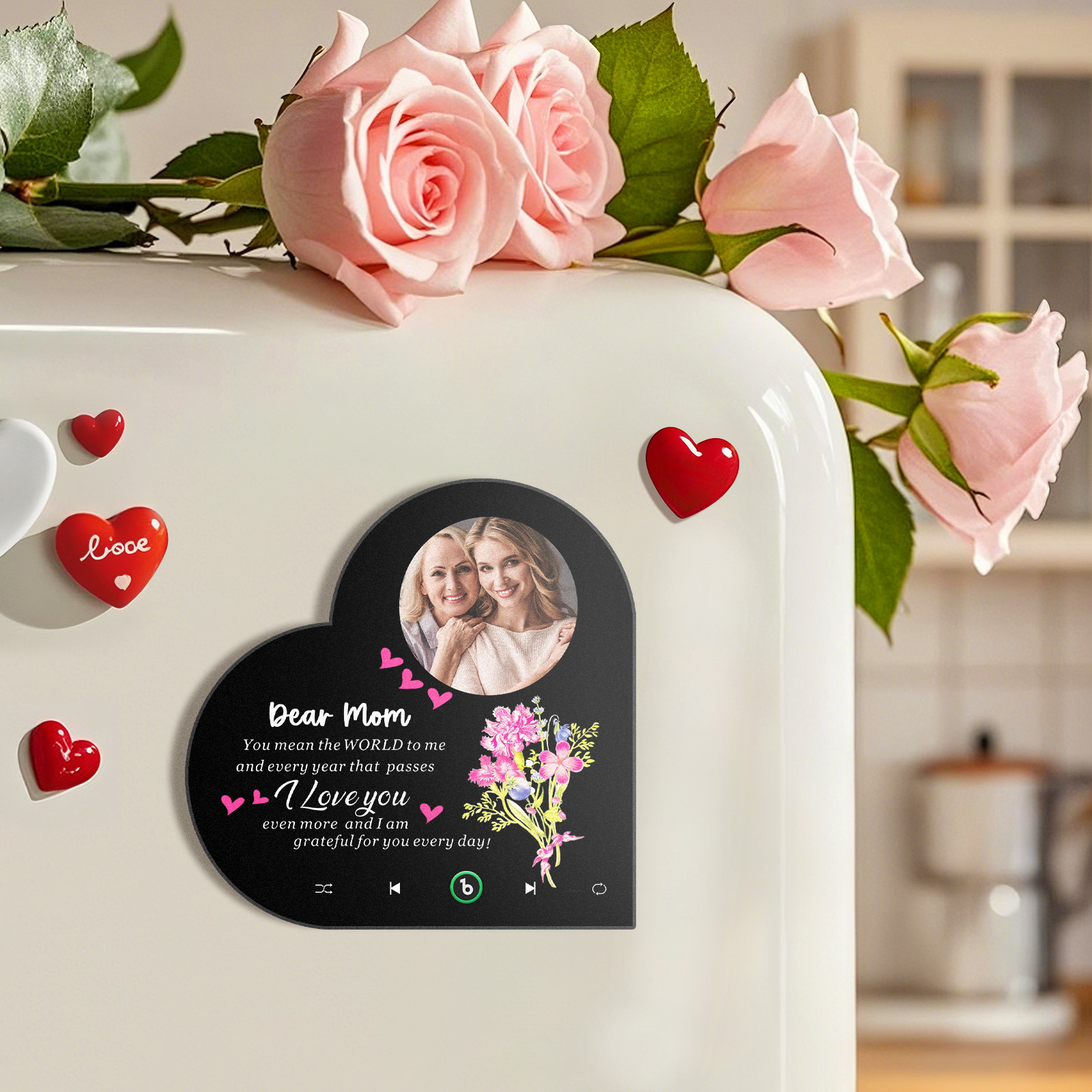 Custom Music Fridge Magnet I Love Mom Mother's Day Gifts Gift for Mom