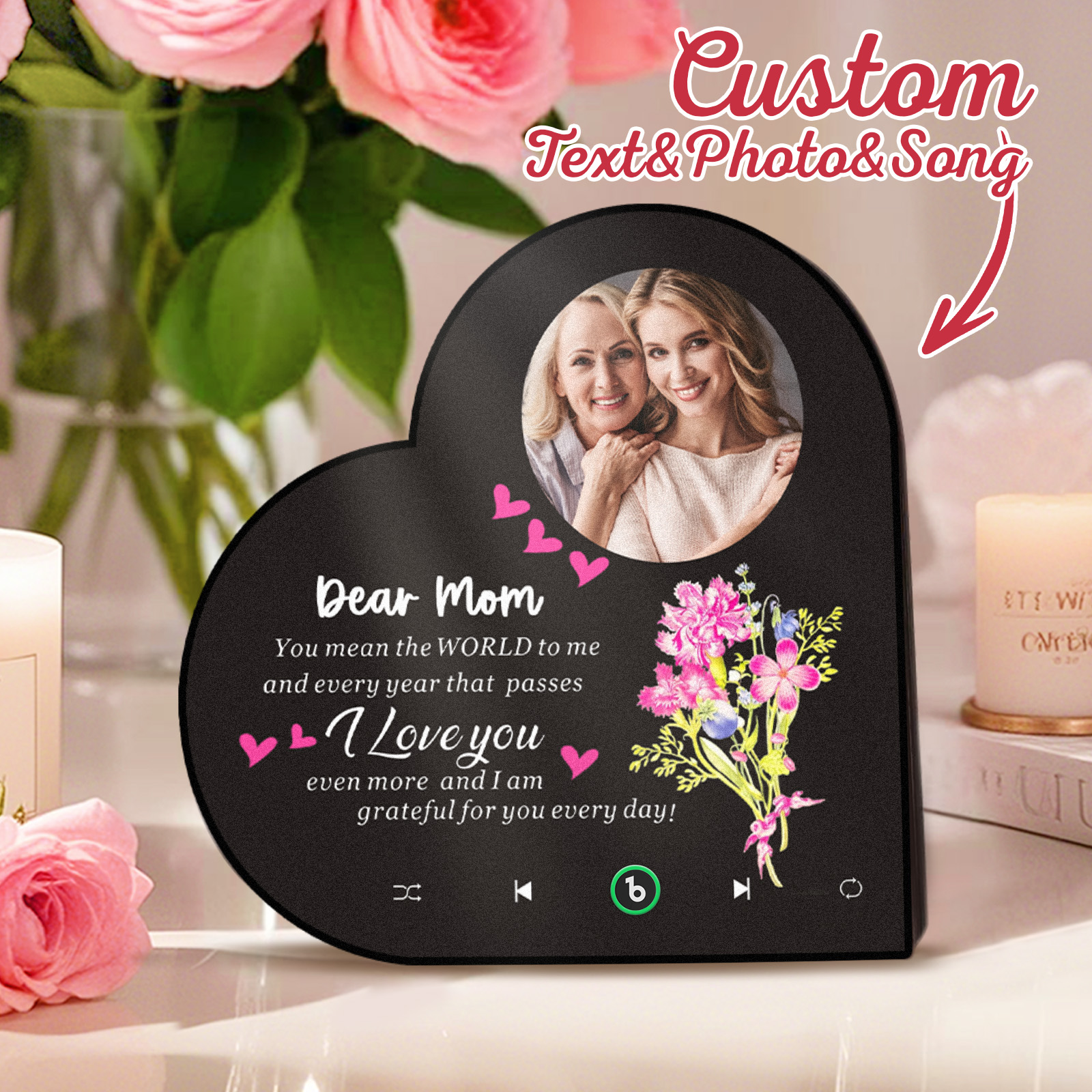 Custom Music Fridge Magnet I Love Mom Mother's Day Gifts Gift for Mom