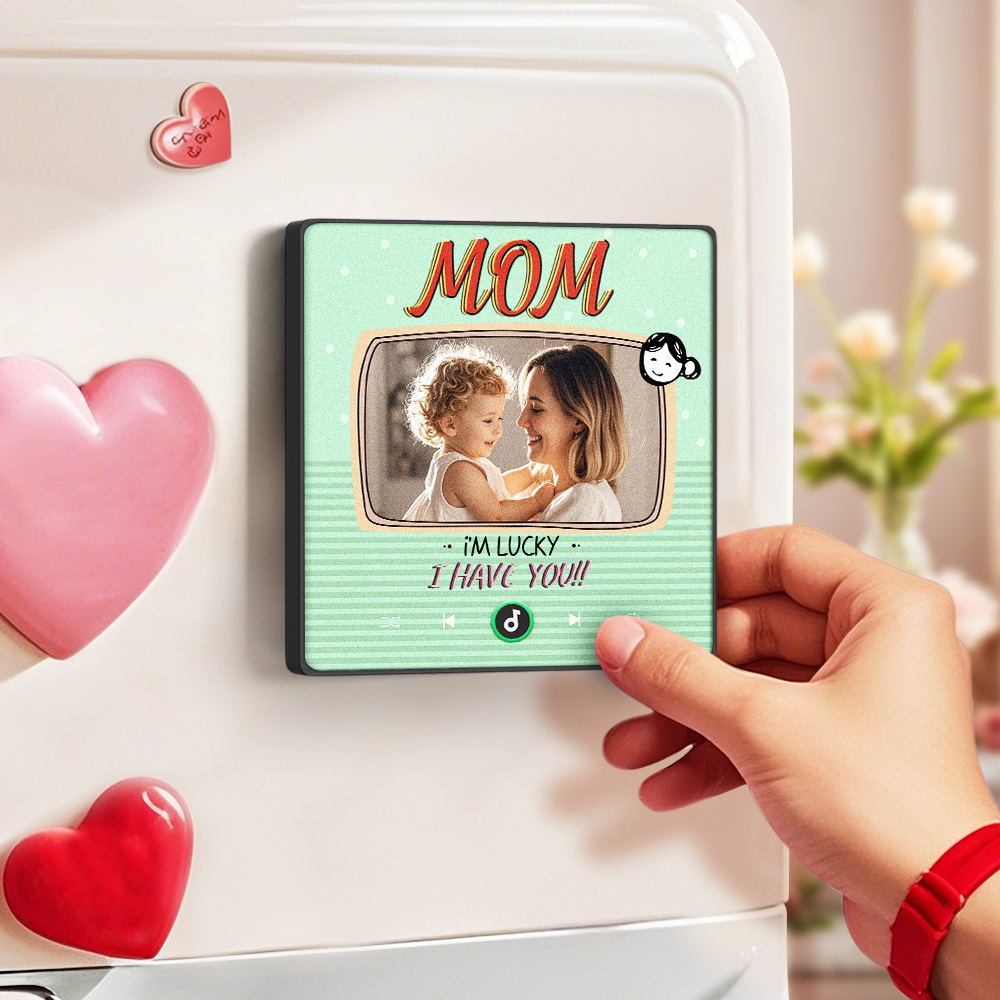 Personalized Music Fridge Magnet Lucky to Have You Mother's day Gifts Custom Music Magnets Can Play Songs