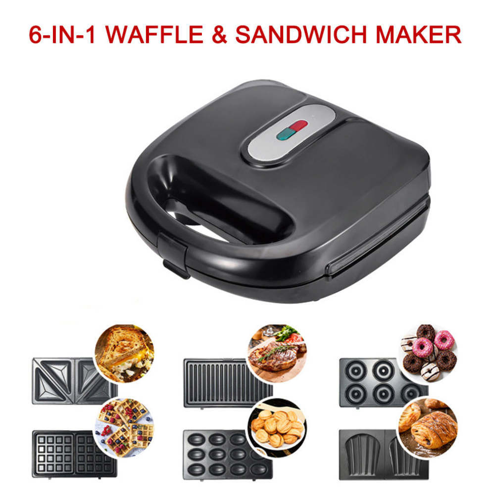 6in1 Waffle Maker EU Plug Sandwich Maker Grill Breakfast Maker Dough