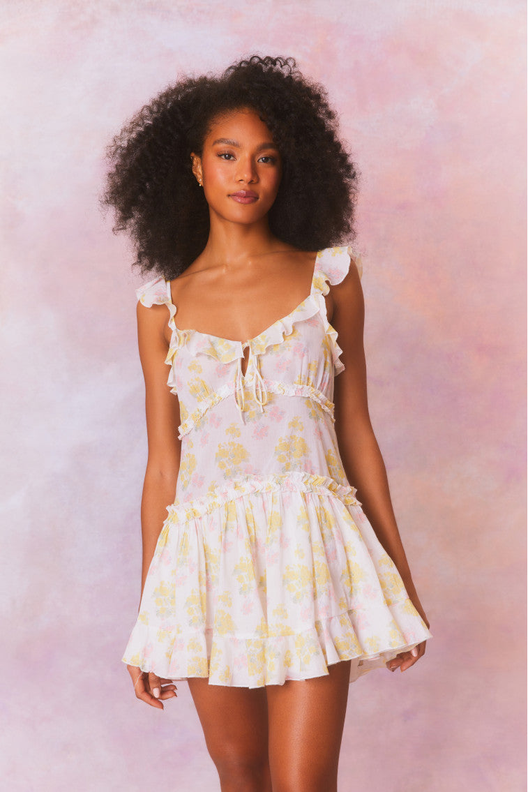 Frista Mix Print Cotton Mini Dress-morningim