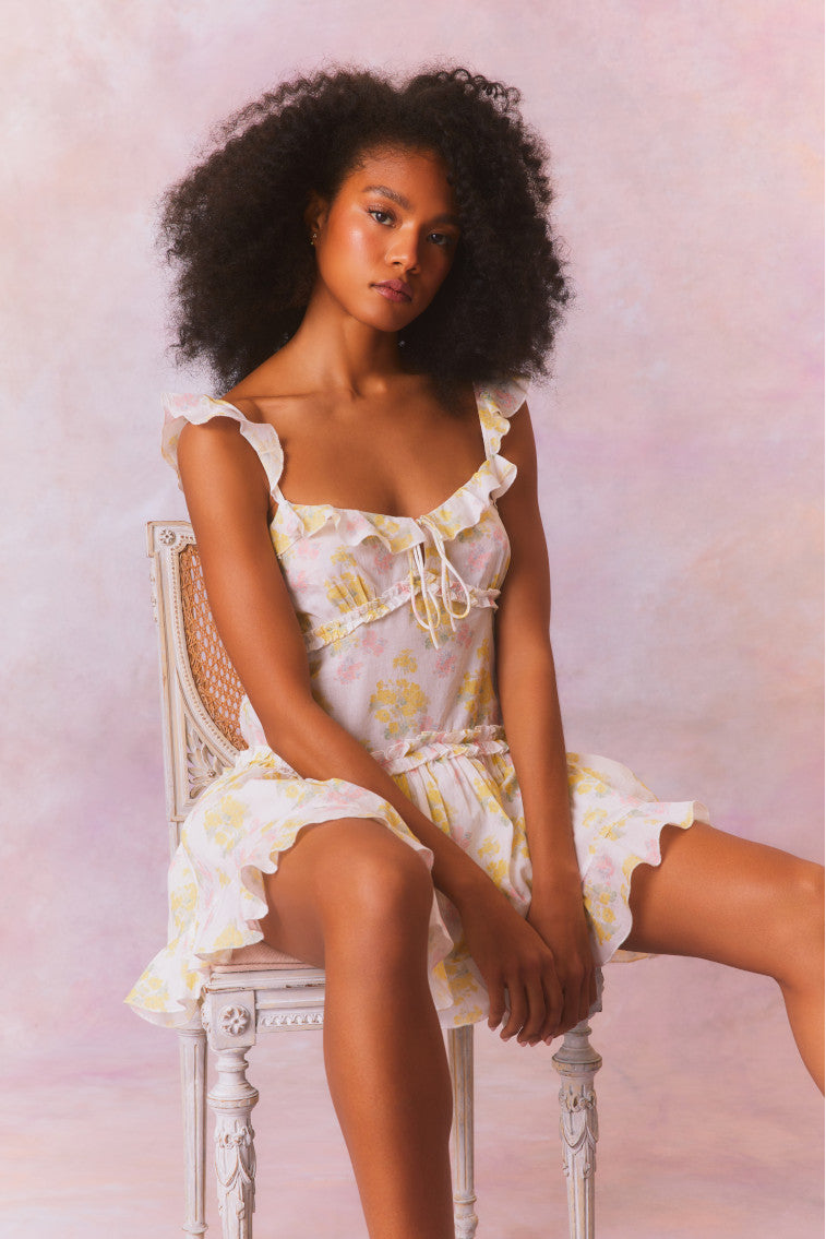 Frista Mix Print Cotton Mini Dress-morningim