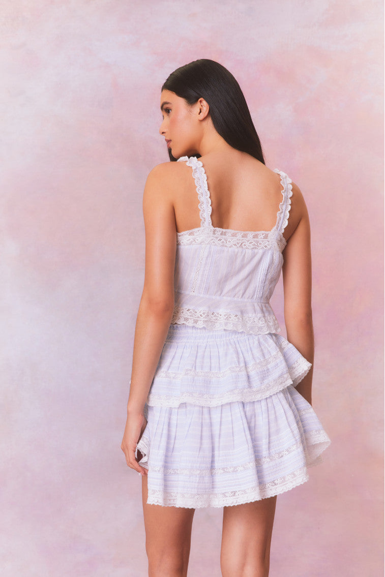 Ruffle Mini Stripe Cotton Skirt-morningim