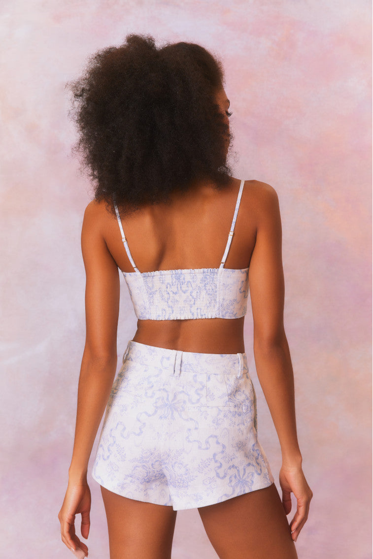 Isadore Bow Print Cropped Top-morningim