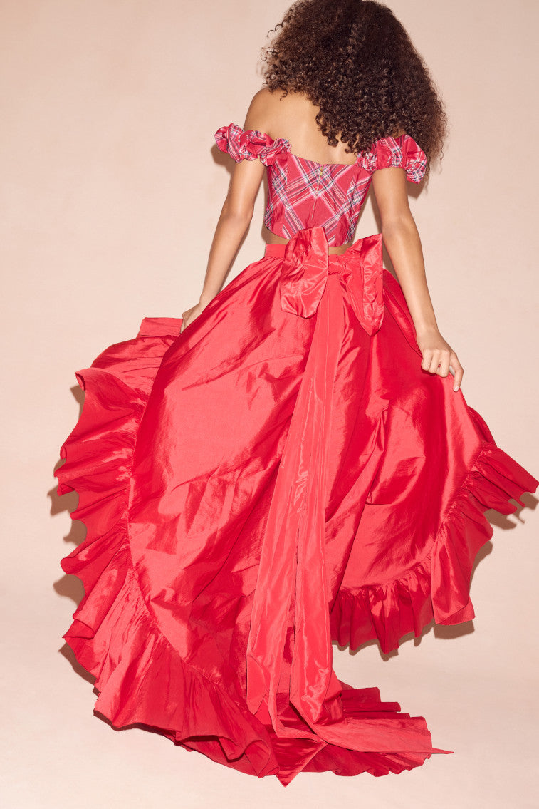 Acaro Taffeta Skirt With Train-morningim