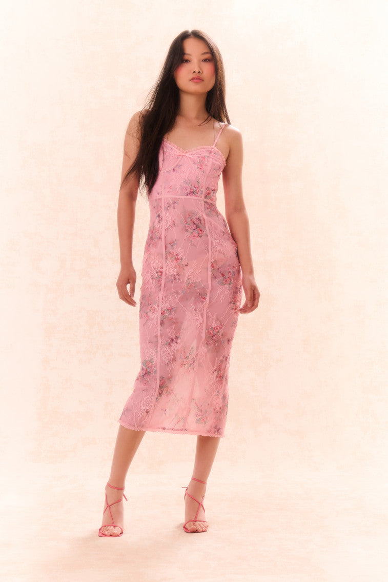 Tresor Lace Bustier Midi Dress-morningim