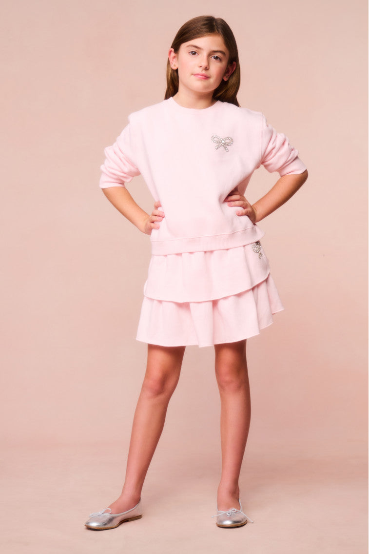 Girls Lumi Crystal Bow Fleece Pullover-morningim
