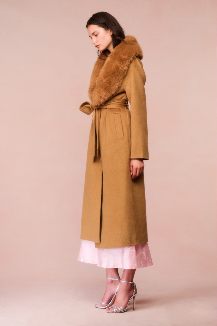 Mahika Wool-Cashmere Faux Fur Collar Coat-morningim
