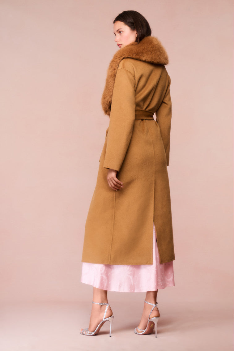 Mahika Wool-Cashmere Faux Fur Collar Coat-morningim
