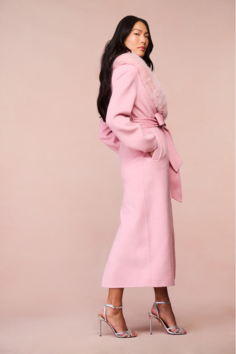 Mahika Wool-Cashmere Faux Fur Collar Coat-morningim