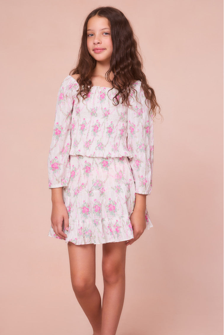 Girls Malva Cotton Floral Top-morningim