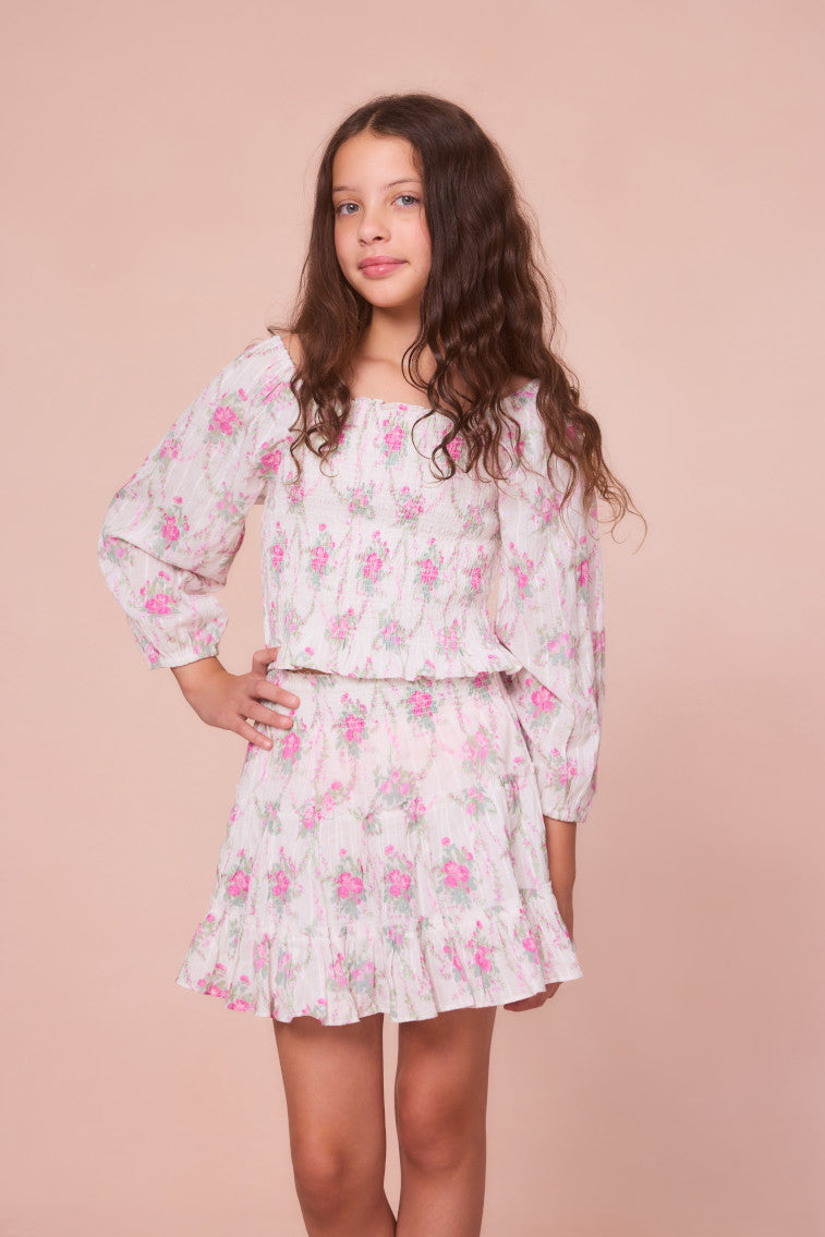 Girls Malva Cotton Floral Top-morningim