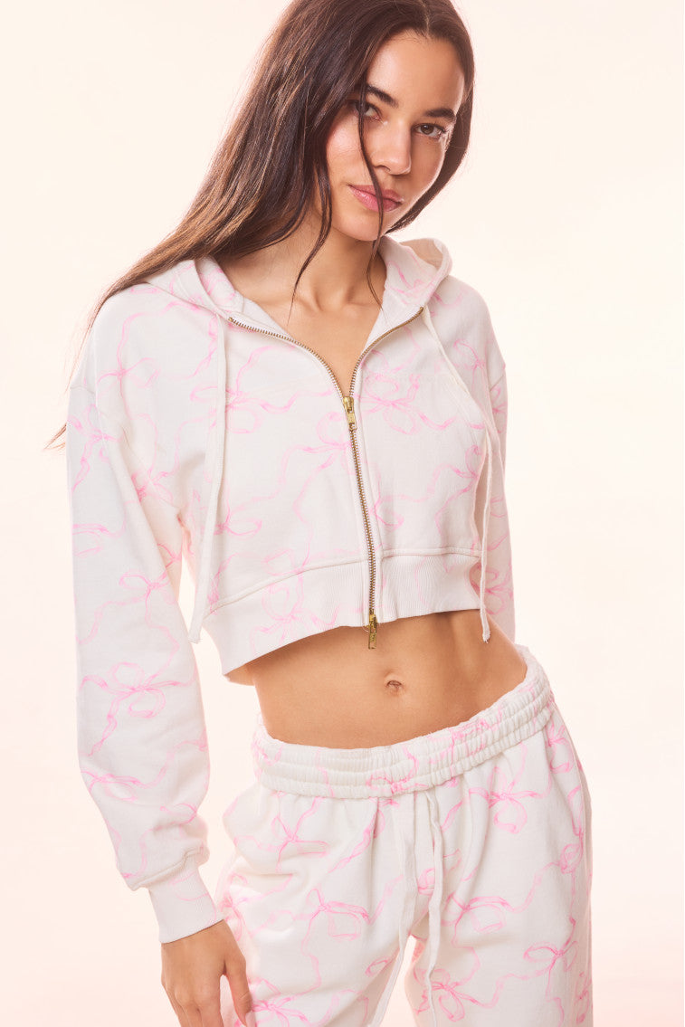 Pierra Cotton Cropped Bow Hoodie-morningim