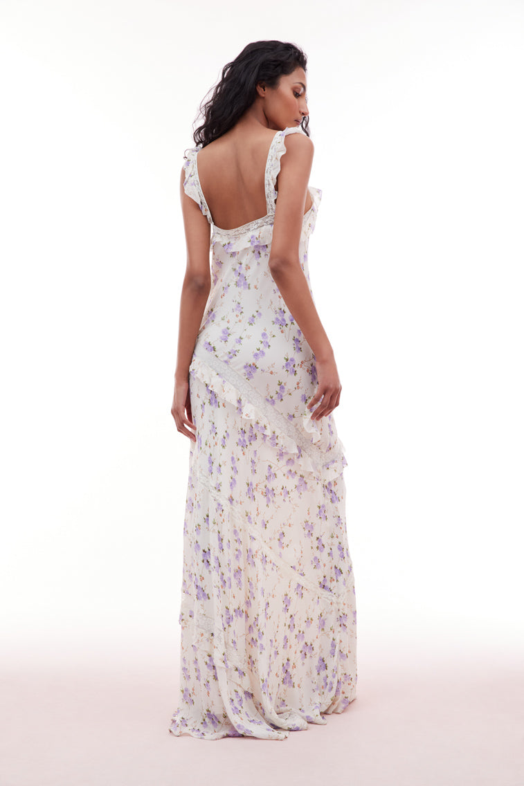 Radiance Chiffon Flutter Sleeve Maxi Dress-morningim