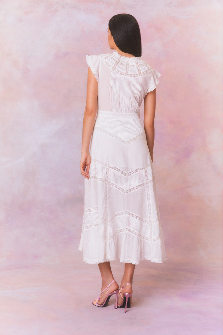 Remi Cotton Victorian Midi Dress-morningim