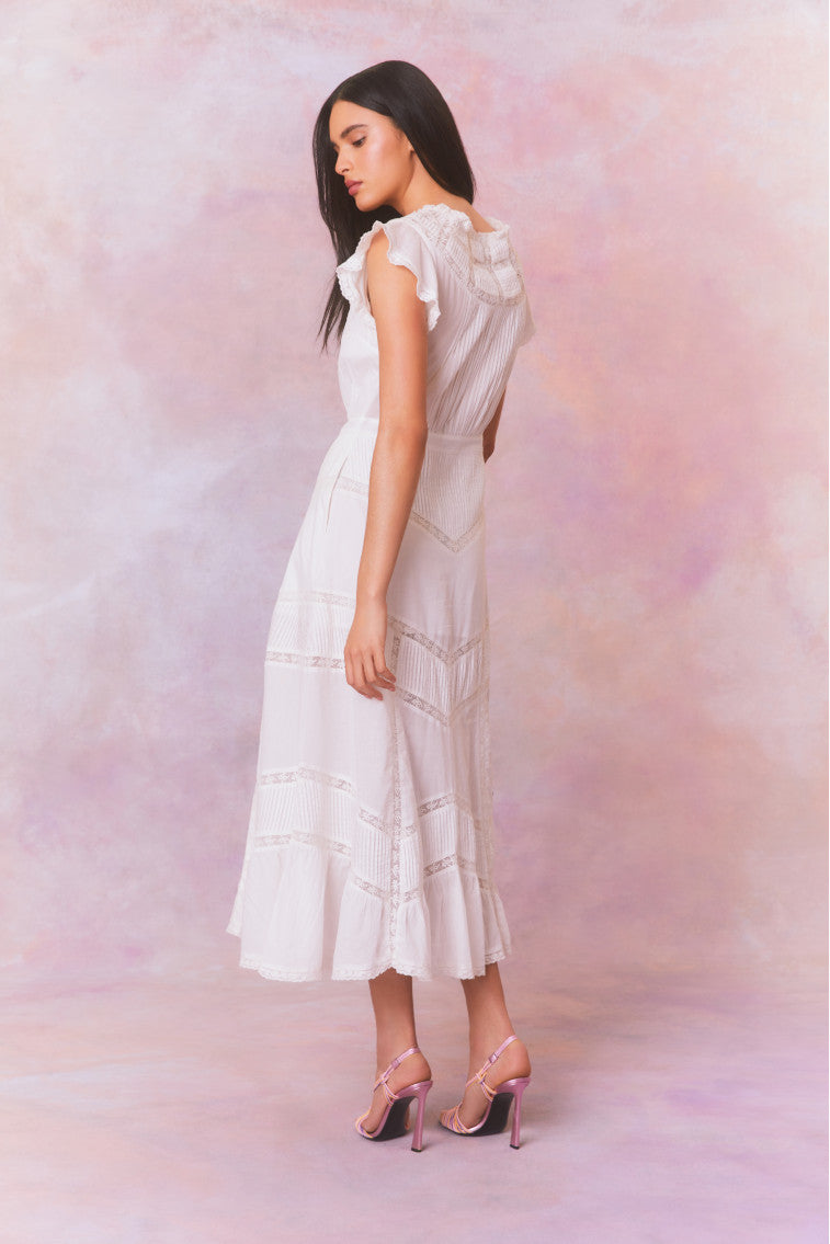 Remi Cotton Victorian Midi Dress-morningim