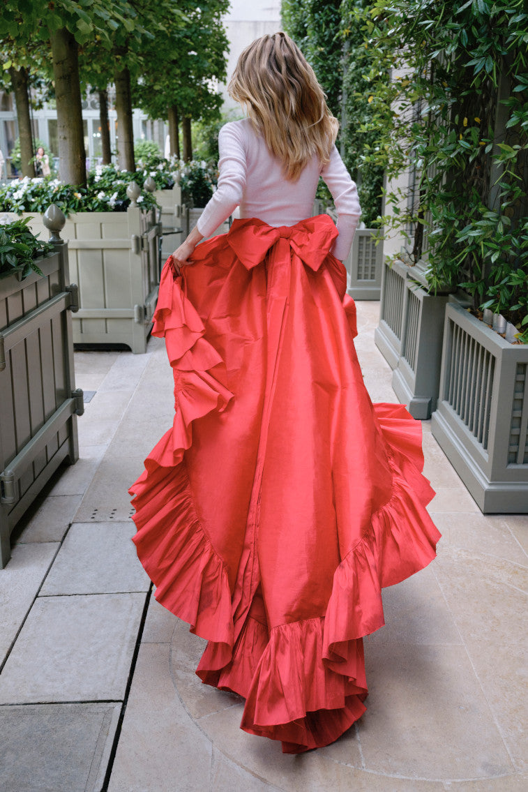 Acaro Taffeta Skirt With Train-morningim