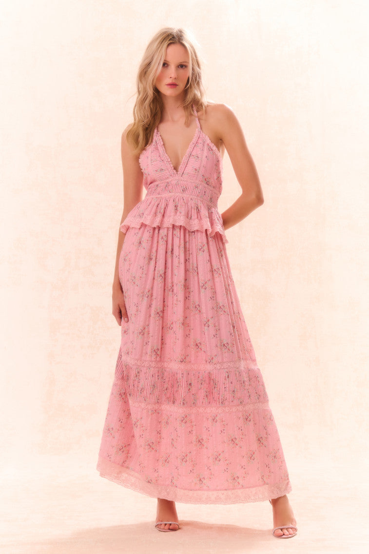 Avice Halter Cotton Print Maxi Dress-morningim