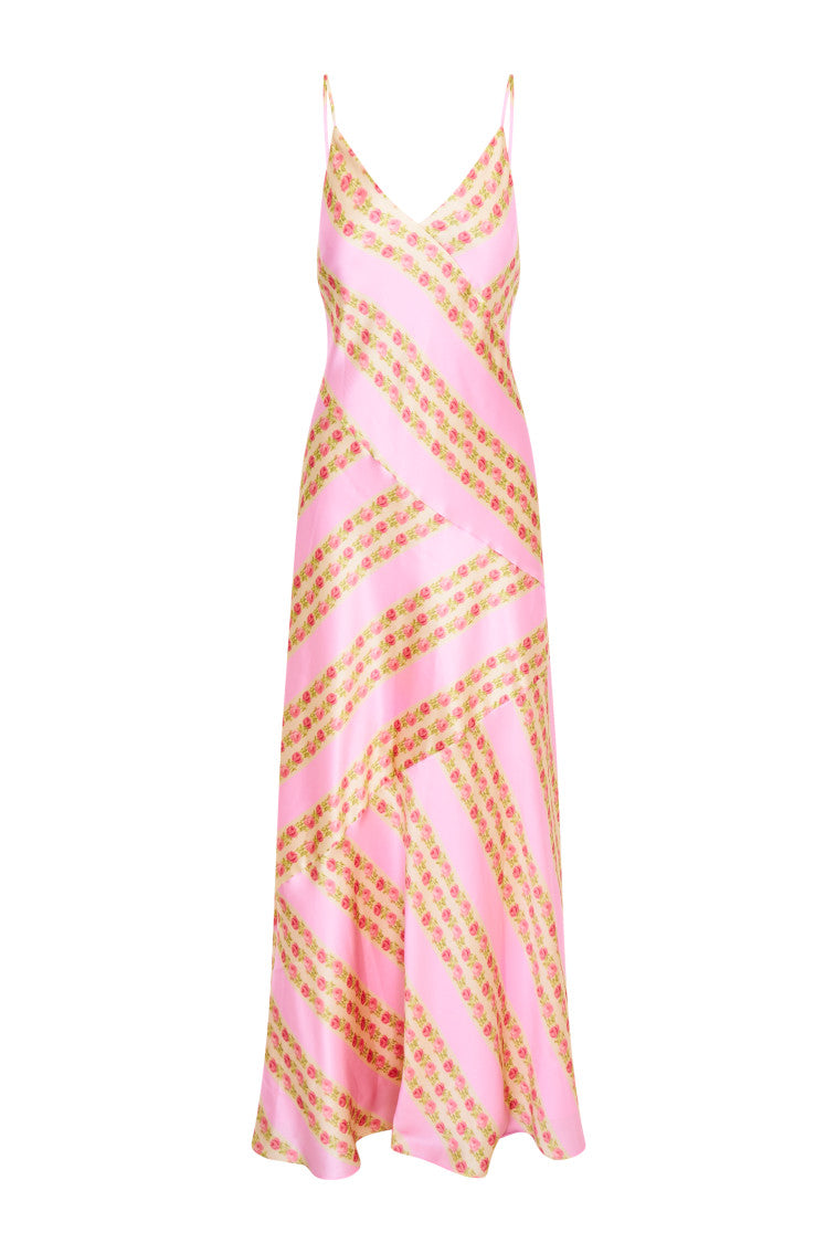 Azalea Satin Floral Maxi Dress-morningim