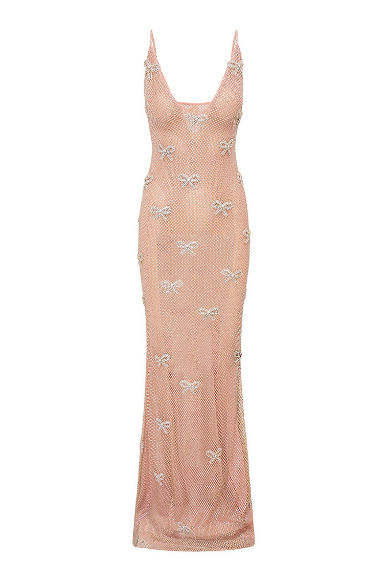 Berisa Sheer Rhinestone-Embroidered Gown-morningim