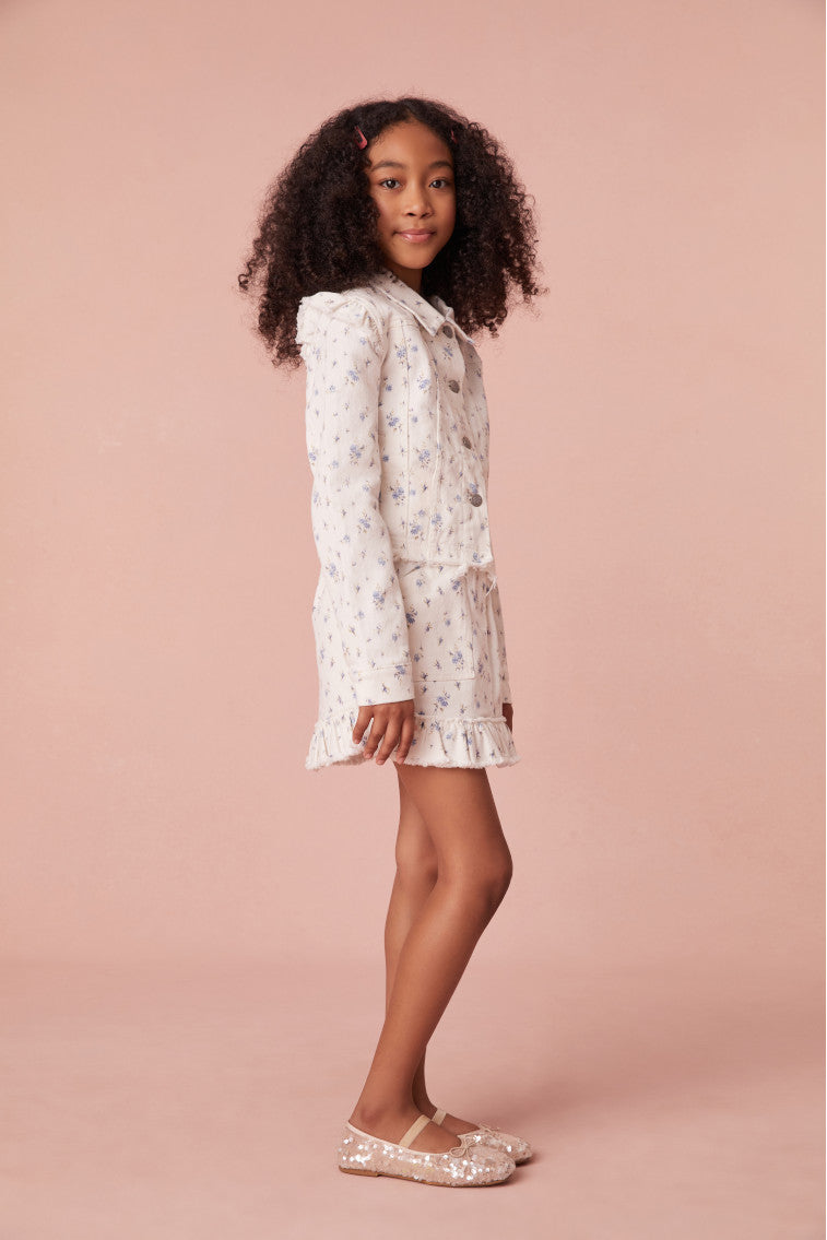 Girls Wylder Ikat Floral Print Skirt-morningim