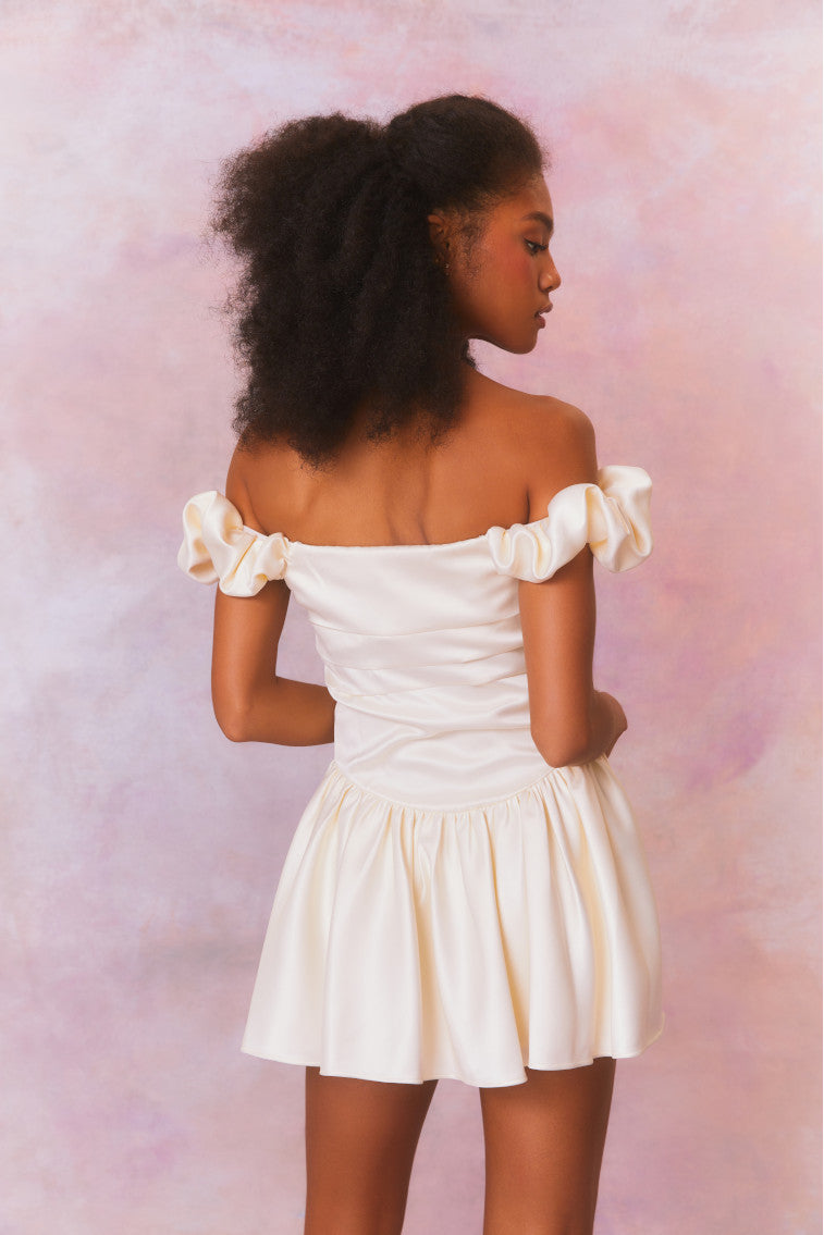 Cailey Off-The-Shoulder Draped Mini Dress-morningim