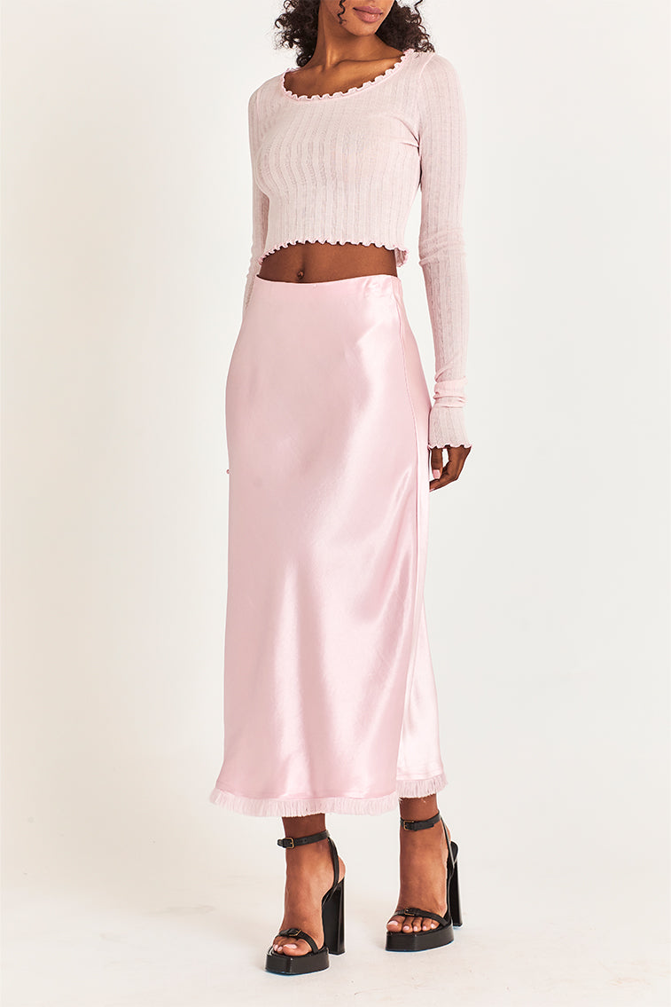Castle Satin Midi Skirt-morningim