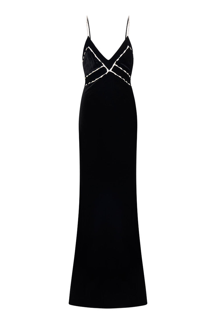 Corrino Velvet Embellished Maxi Dress-morningim
