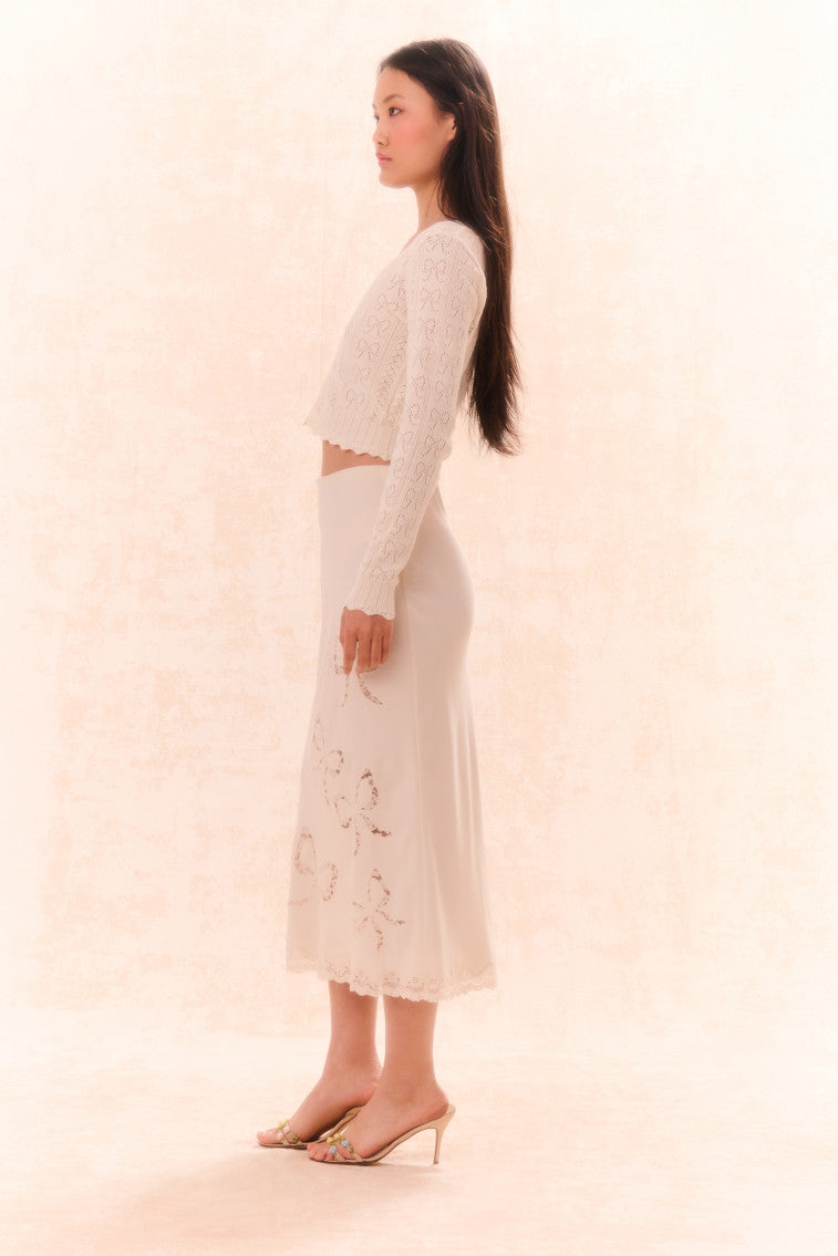 Darion Scallop Lace Bow Midi Skirt-morningim