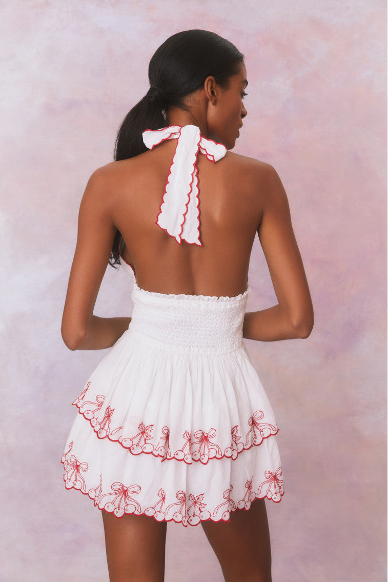 Dormina Cherry Embroidered Cotton Mini Dress-morningim