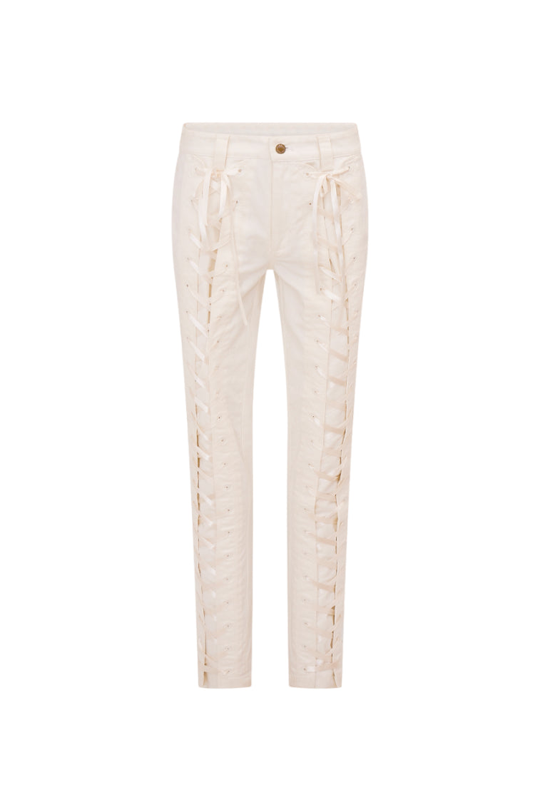 Doro Lace Up Bow Pants-morningim