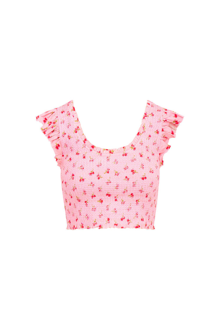 Dovi Printed Smocked Top-morningim