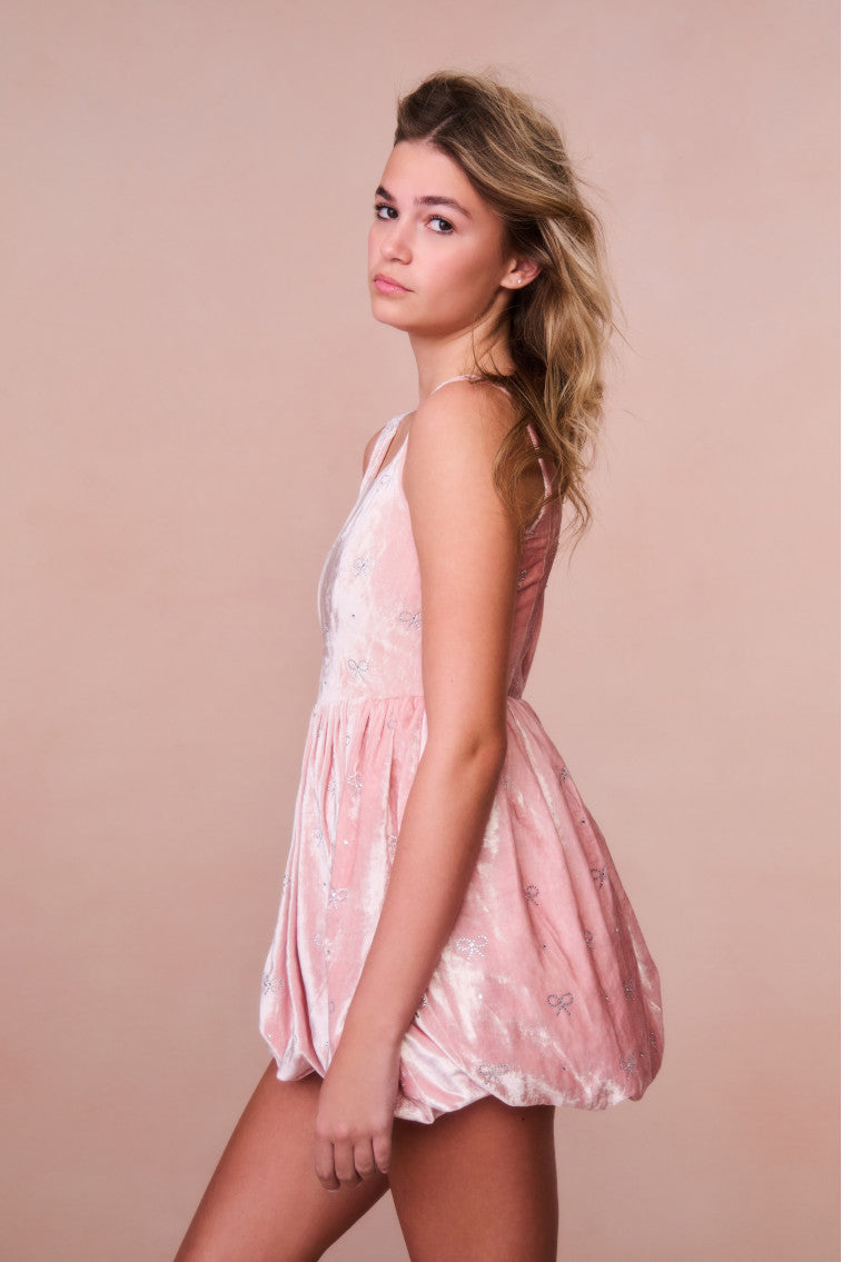 Girls Eilie Velvet Mini Dress-morningim