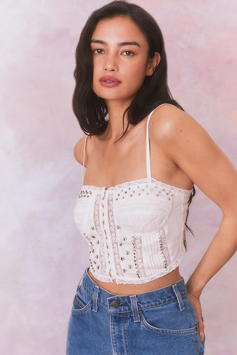 Embellished Rosabella Cotton Cami Top-morningim