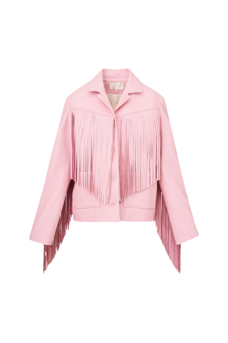 Geraline Leather Fringe Jacket-morningim