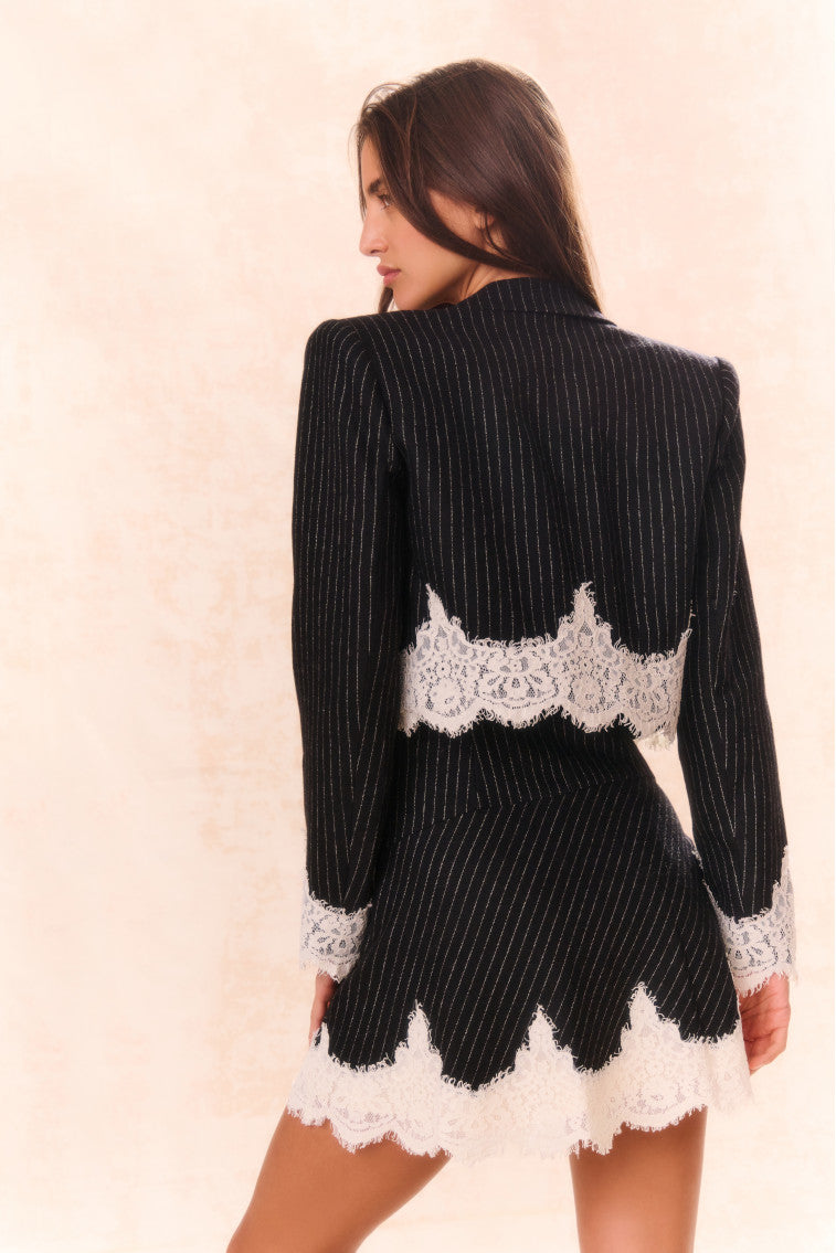 Icarus Pinstriped Lace-Detailed Jacket-morningim