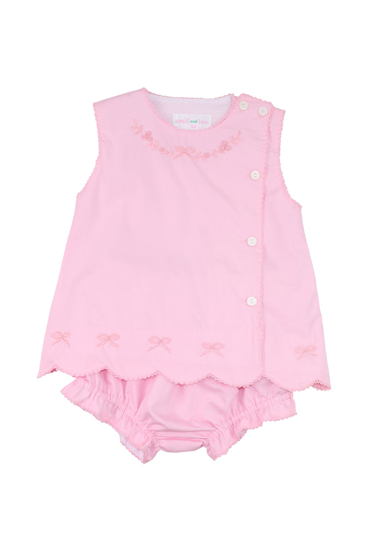 Cecil & Lou Baby Hand Embroidered Bow Diaper Set-morningim