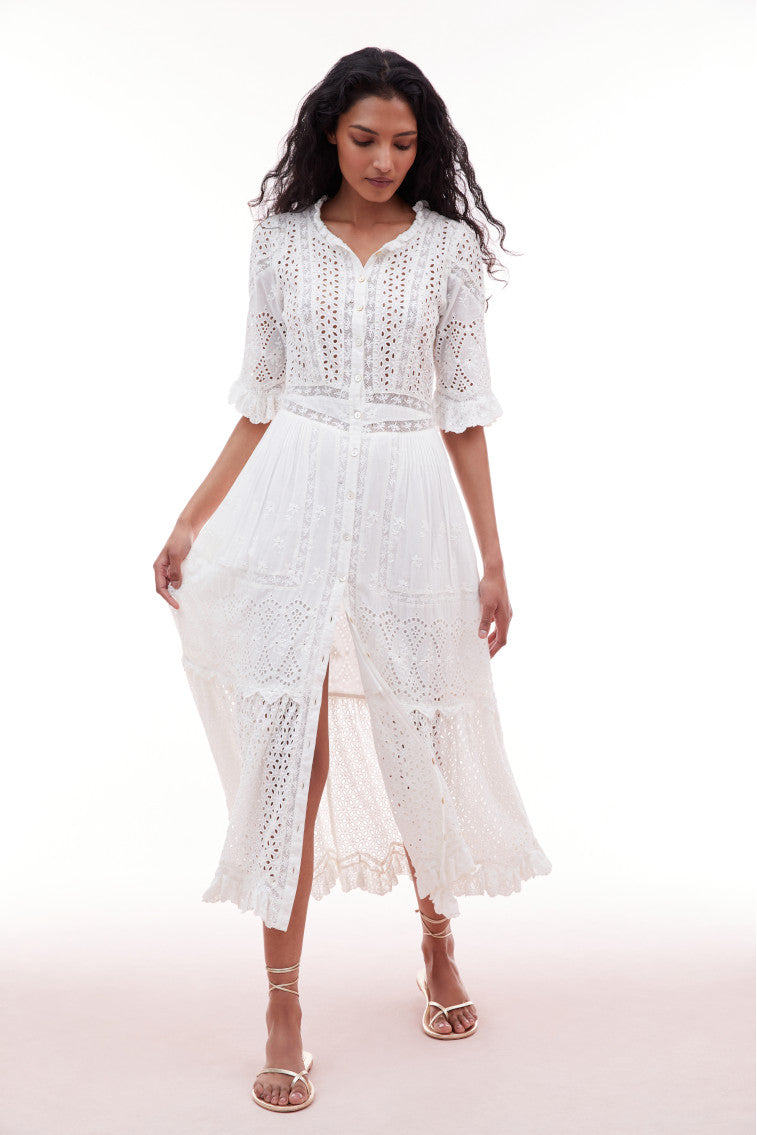 Botina Eyelet Midi Dress-morningim