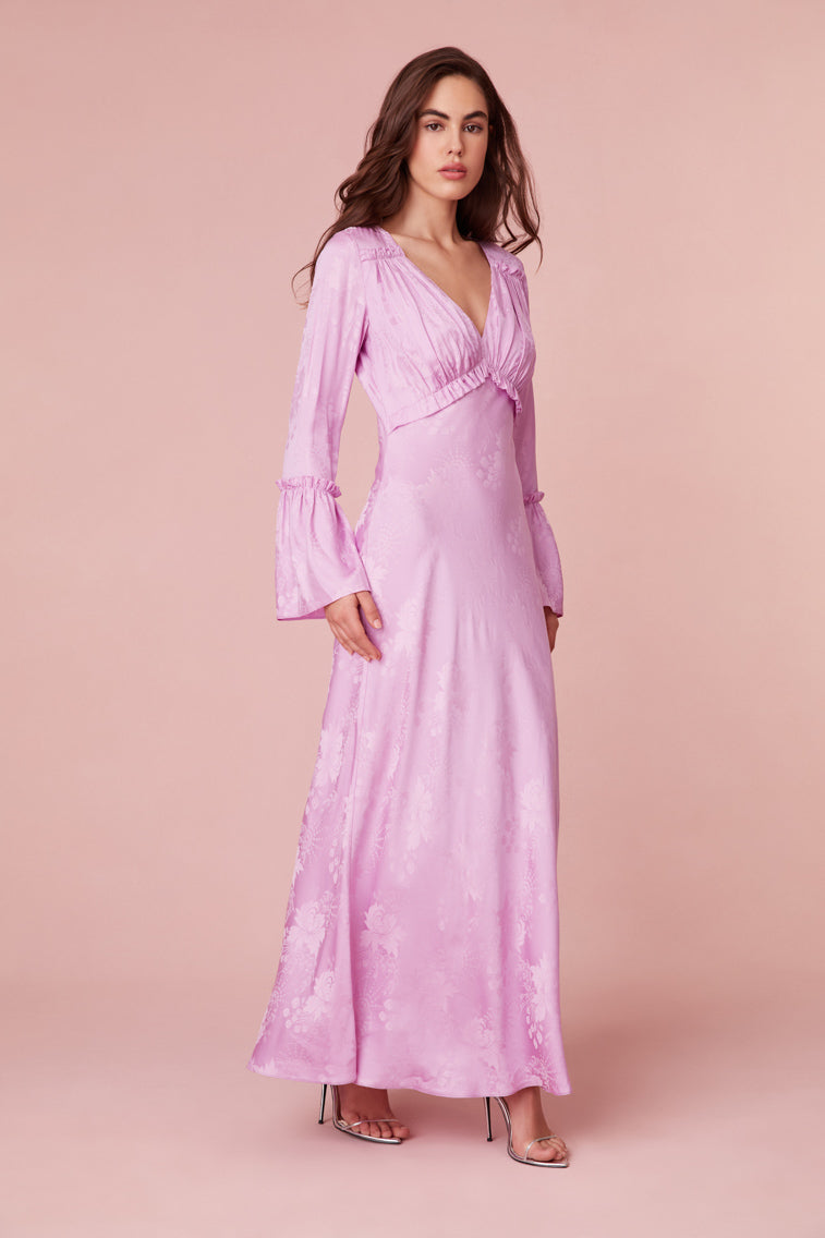 Kalona Silk Jacquard Maxi Dress-morningim