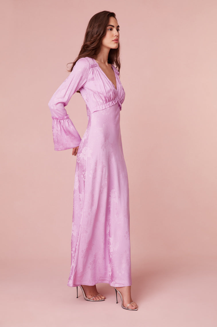 Kalona Silk Jacquard Maxi Dress-morningim