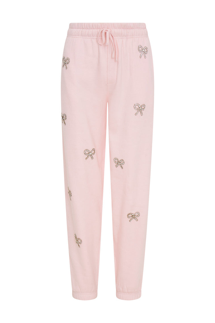 Lillia Crystal Bow Fleece Sweatpant-morningim
