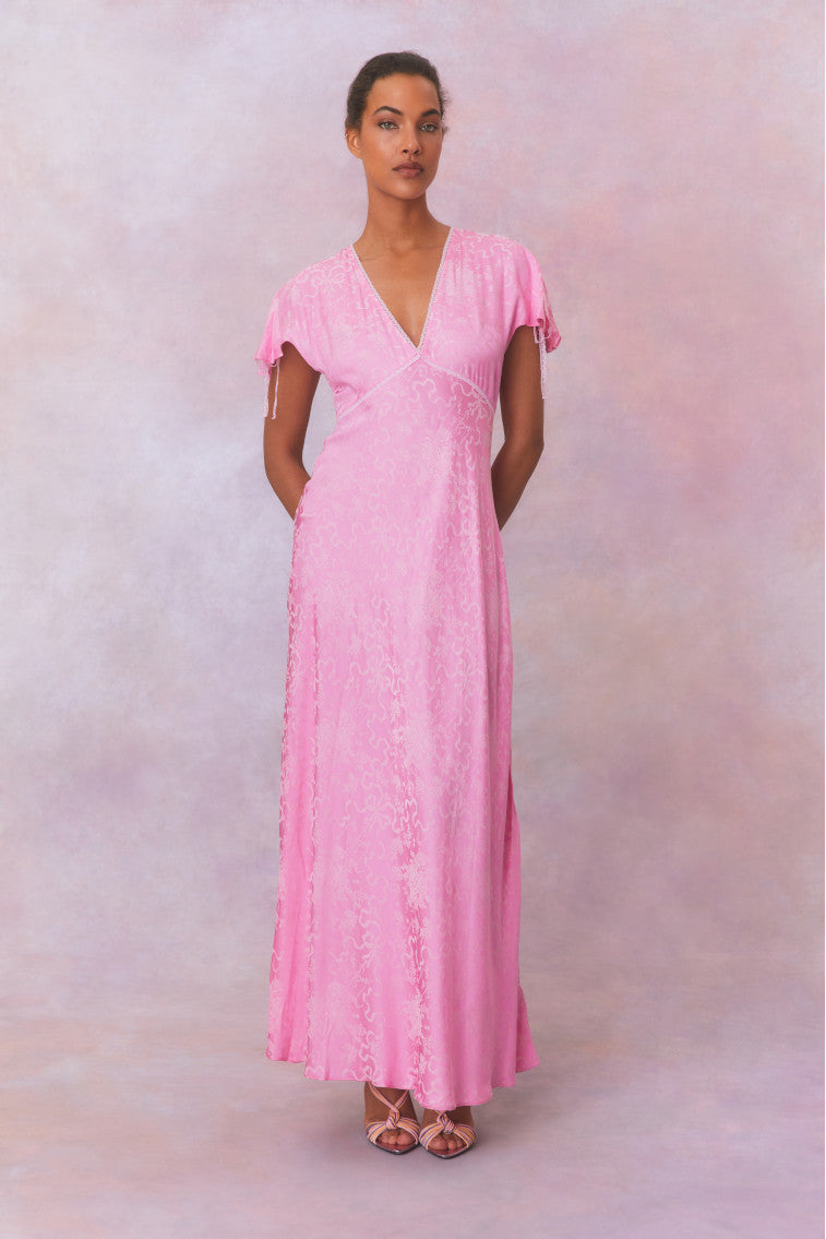 Loulou Jacquard Printed Maxi Dress-morningim