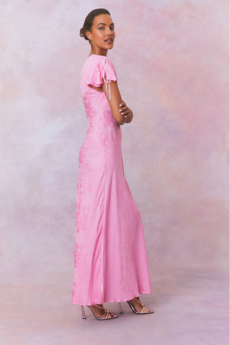 Loulou Jacquard Printed Maxi Dress-morningim